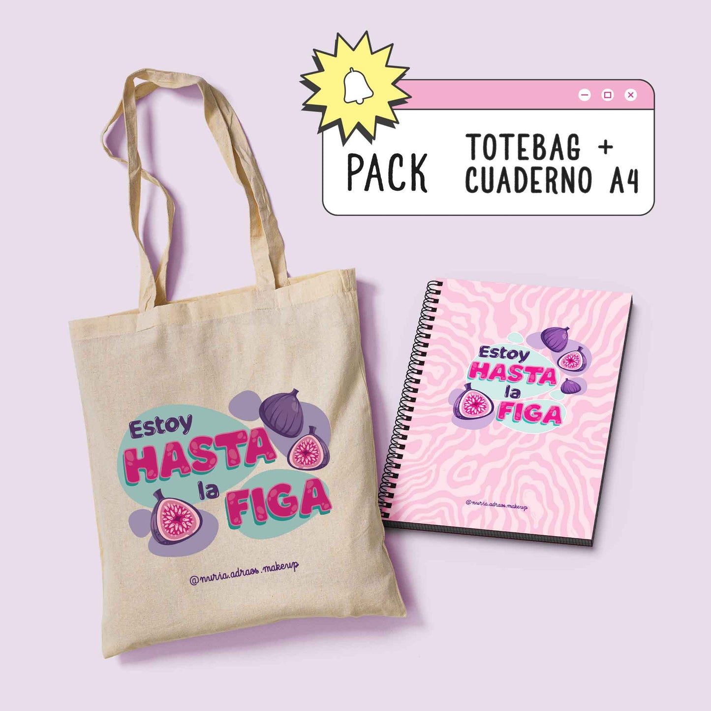 Pack Totebag Estoy Hasta la Figa + Cuaderno A4