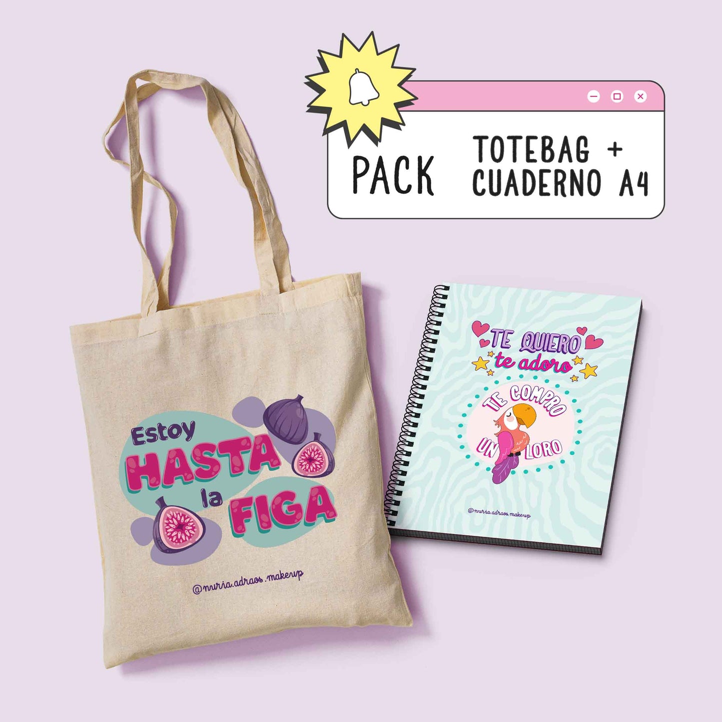 Pack Totebag Estoy Hasta la Figa + Cuaderno A4